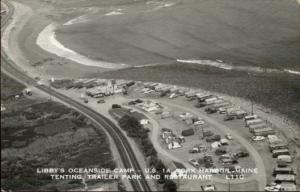 York Harbor ME Libby's Oceanside Camp Aerial View Real Photo Postcard