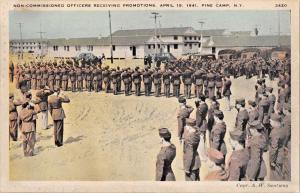 PINE CAMP NY~NON-COMMISSIONED OFFICERS RECEIVING PROMOTIONS-US MILITARY POSTCARD