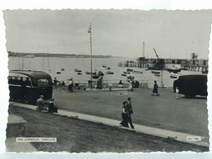 Couple Having a stroll by the Harbour at Margate Kent Vintage RP Postcard 1950s