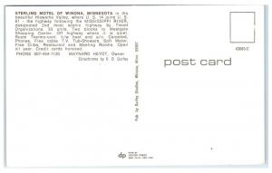 Vintage Sterling Motel, Winona, MN Postcard