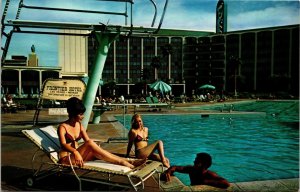 Pool Bikini Women Man Diving Board Frontier Hotel Las Vegas Nevada Postcard