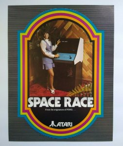 Atari Space Race Arcade FLYER 1973 Original NOS Space Age Art  Retro Video Game