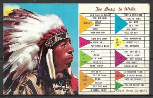 Native American Chief Too Busy To Write - [MX-101]