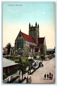 c1910 Church Goers Scene at Cathedral of Bermuda Antique Unposted Postcard