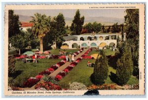 1942 Scenic View Of Gardens El Mirador Hotel Palm Springs California CA Postcard 