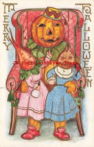 325991-Halloween, Whitney No WNY10-7, JOL Head Lady Sits with Vegetable Children