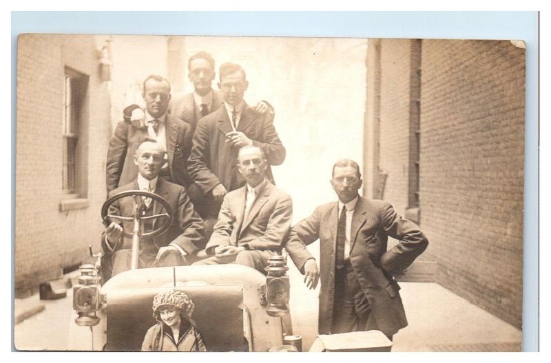 RPPC John Maynard Keynes? in Passenger Seat Real Photo Postcard