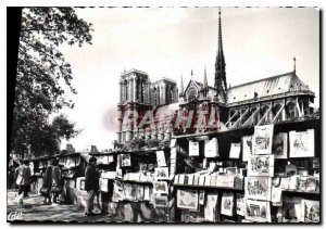 Postcard Old Paris Quays and booksellers Notre Dame