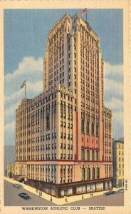 Seattle WA   WASHINGTON ATHLETIC CLUB & HOTEL & Street View  ca1940's Postcard
