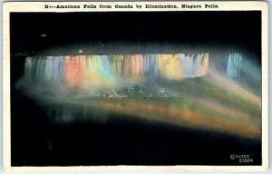 M-59911 American Falls from Canada by Illumination Niagara Falls New York