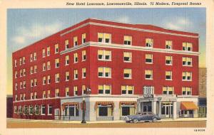 Lawrenceville Illinois New Hotel Street View Antique Postcard K41256