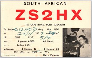 Radio Card South African ZS2HX Cape Road Port Elizabeth Radio W2HOD Postcard