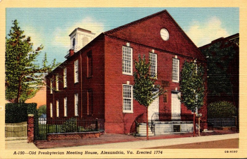 Virginia Alexandria Old Presbyterian Meeting House Erected 1774 Curteich