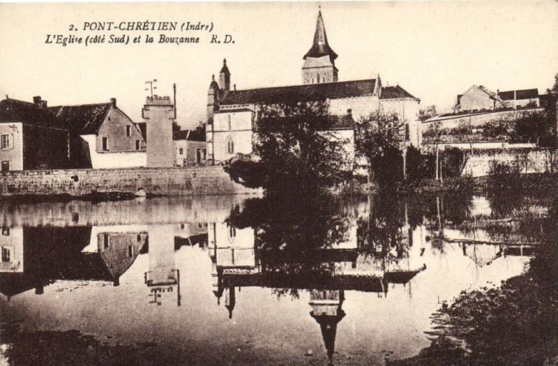 CPA Pont-Chrétien - L'Église (coté Sud) et la Bouzanne (173067)