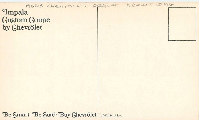 Postcard 1960s Chevrolet Dealer advertising Impala Custom Coupe 23-5098