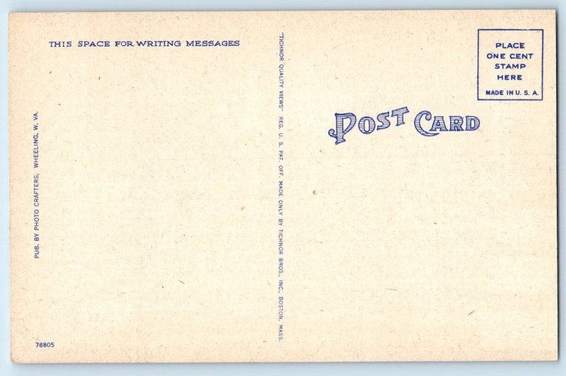 c1940 Bethany West Virginia WV Postcard Side Board Dining Room Campbell Mansion