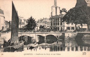 Vintage Postcard 1910's View of Confluent du Steir et de l'Odet Quimper France