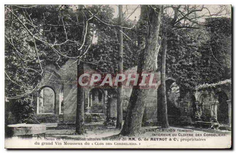 Postcard Old Saint Emilion Inside the cloister of the Cordeliers