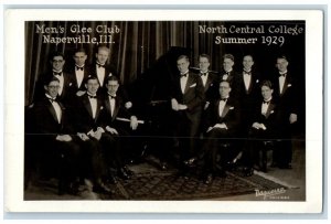 1929 North Central College Men's Glee Club Naperville IL RPPC Photo Postcard
