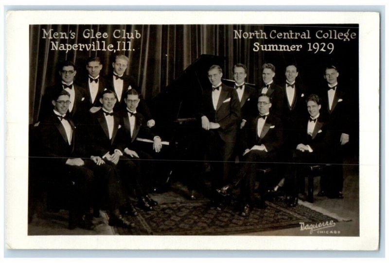 1929 North Central College Men's Glee Club Naperville IL RPPC Photo Postcard