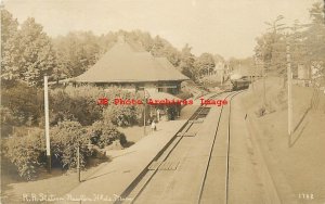 Depot, Massachusetts, Newton Highlands, RPPC, Boston & Albany Railroad, Train