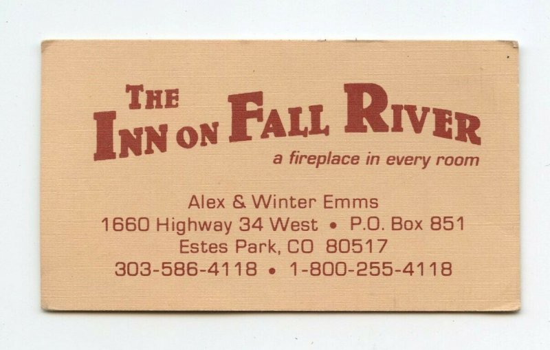 The Inn On Fall River Estes Park CO Colorado Vintage Paper Business Card