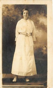 1910s RPPC Real Photo Postcard Young Woman Dress Mrs Viva Garrett