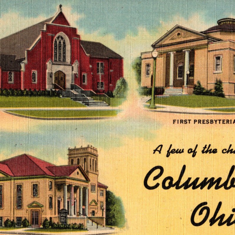 Vintage 1930s Jerusalem Lutheran Presbyterian Church Columbiana Postcard Ohio