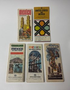 Lot 5 Vintage AAA Mexico Foldout Maps