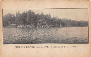 J54/ Sixteen Island Lake Quebec  Canada Postcard c1910 F.G. Tester Home 166