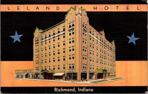 Linen Postcard Leland Hotel in Richmond, Indiana