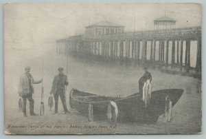 Asbury Park NJ Fishermen w/Strings of Fish~Pier Pavilion & Belvedere~1911 PC 