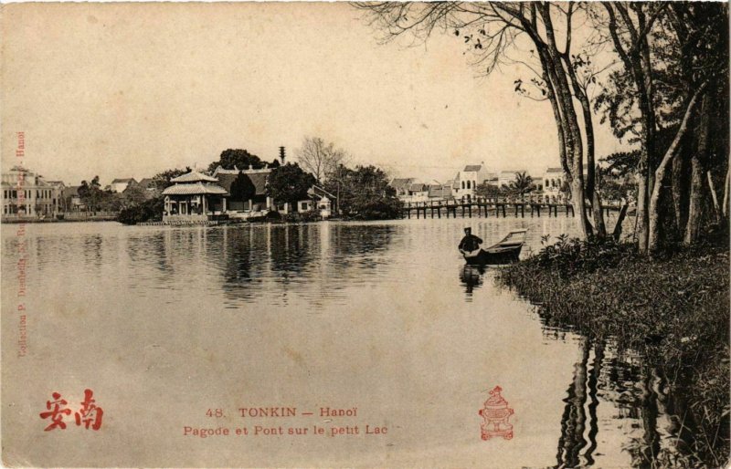 CPA AK VIETNAM Tonkin - HANOI Pagode et Pont sur le petit Lac (256829)