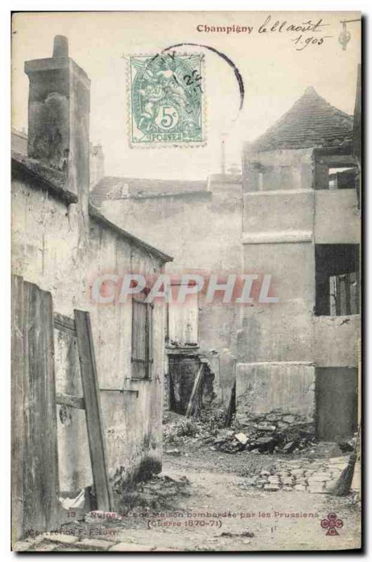 Old Postcard 1870 Militaria War Champigny Ruins & # 39A house bombed by the P...