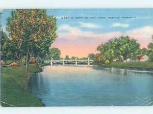 Linen BRIDGE SCENE Newton - Near El Dorado & Wichita Kansas KS AD6908
