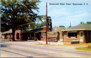 Postcard Greenwood Motor Court Highways 25 and 178 in Greenwood, South Carolina