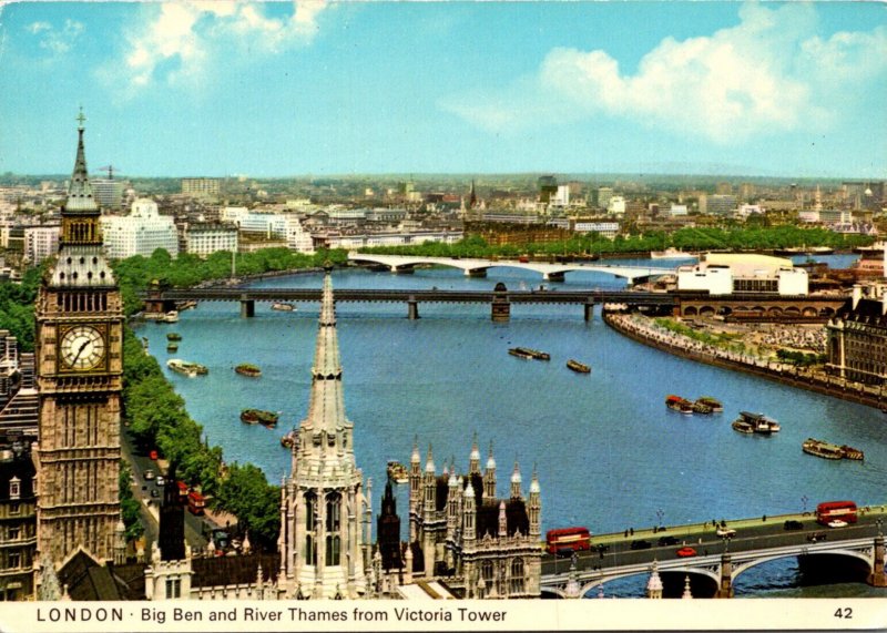 England London Big Ben and River Thames From Victoria Tower