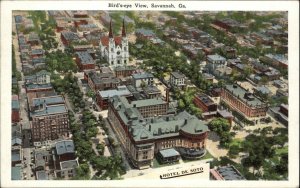 Savannah Georgia GA Birdseye View c1920s Postcard