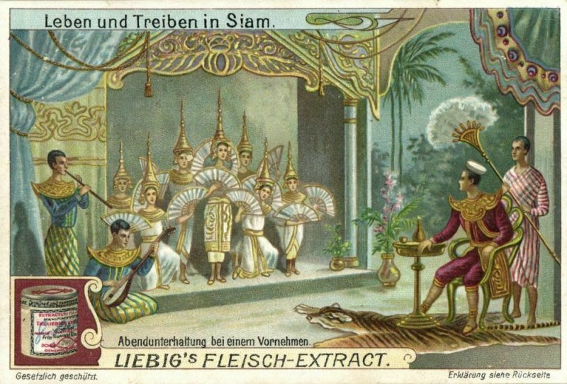 siam thailand, Evening Entertainment for Noble Man (1899) Liebig Trade Card