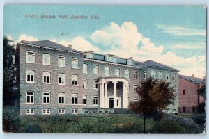 Appleton Wisconsin Postcard Brokaw Hall Exterior Building 1914 Vintage Antique