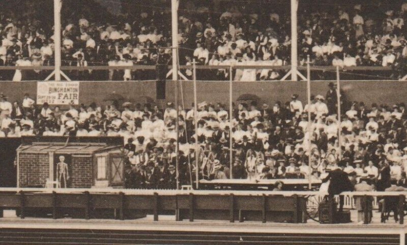 Oneonta NEW YORK RPPC 1908 ICE CREAM CONE BOOTH Shakes FAIR Skeleton BICYCLES
