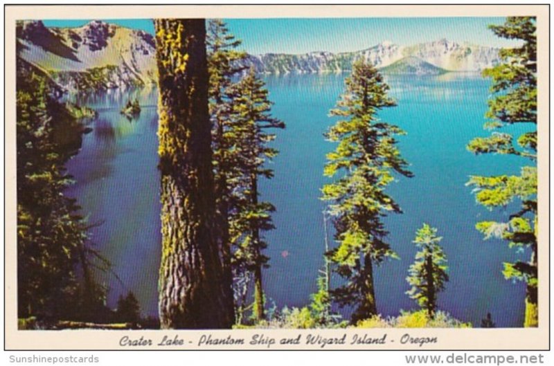 Oregon Crater Lake Phantom Ship and Wizard Island