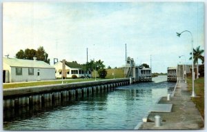 Postcard - U.S. Lock No. 1 and Hurricane Gate at Moore Haven, Florida