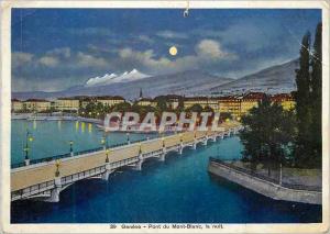 Modern Postcard Geneve Mont Blanc Bridge at night