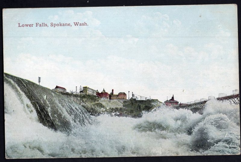 Washington SPOKANE Lower Falls Pub by Spokane Post Card Co. - Divided Back