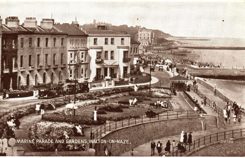 Postcard Photo Marine Parade And Gardens Walton-On-Naze Valentine & Sons RPPC 