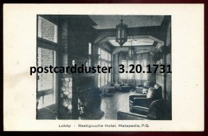 h3192 - MATAPEDIA Quebec Postcard 1910s Restigouche Hotel Interior