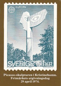 Stamps Of Sweden 1974 Picaso Sculpture at Kristinehamn Issue