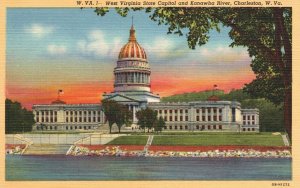 Vintage Postcard West Virginia State Capitol Kanawha River Charleston W Virginia