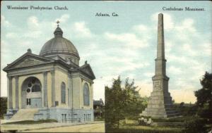 Civil War Confederate Monument Atlanta GA c1910 Postcard